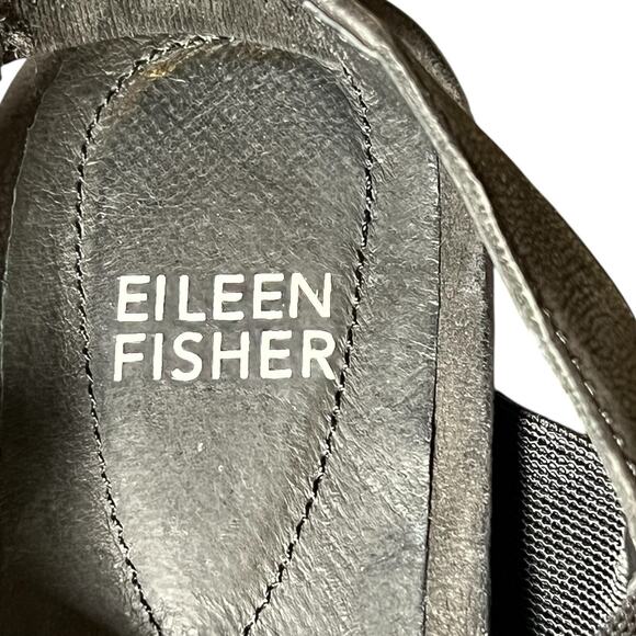 Eileen Fisher‎ Platform Sandals Womens 6 Good Crisscross Black Nubuck Leather - Picture 8 of 8